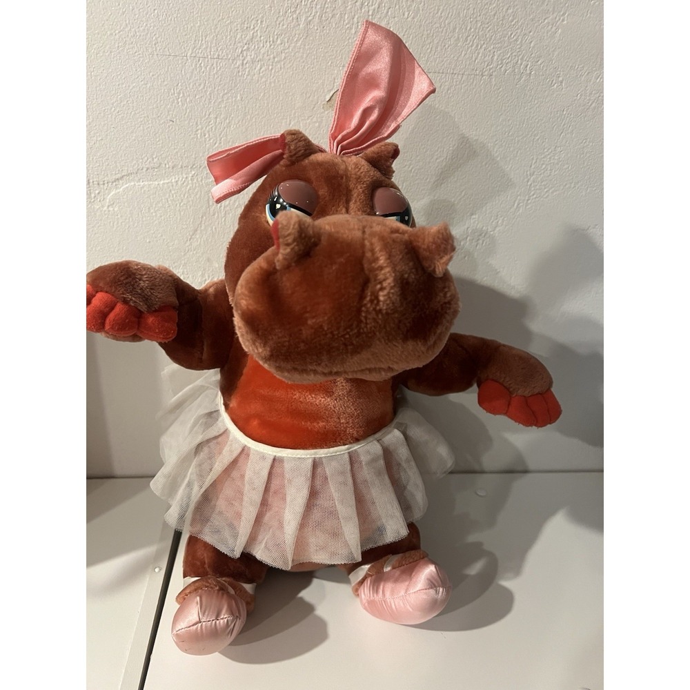 DisneyWorld FANTASIA Hyacinth Hippo Ballerina 14.5" Vintage Plush 1980s Disney